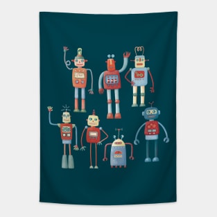 Retro Robots Tapestry