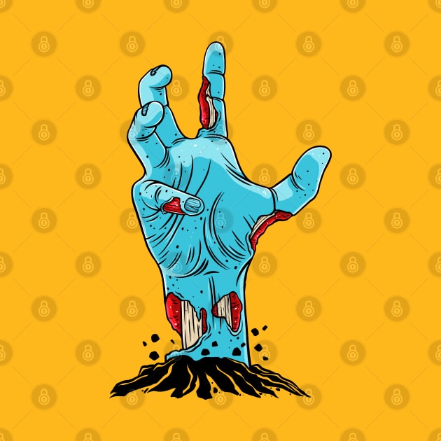 Creepy Zombie Cartoon Hand Rising from the Grave by OccultOmaStore