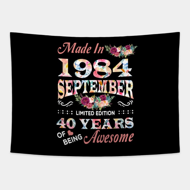 September Flower Made In 1984 40 Years Of Being Awesome Tapestry by Kontjo