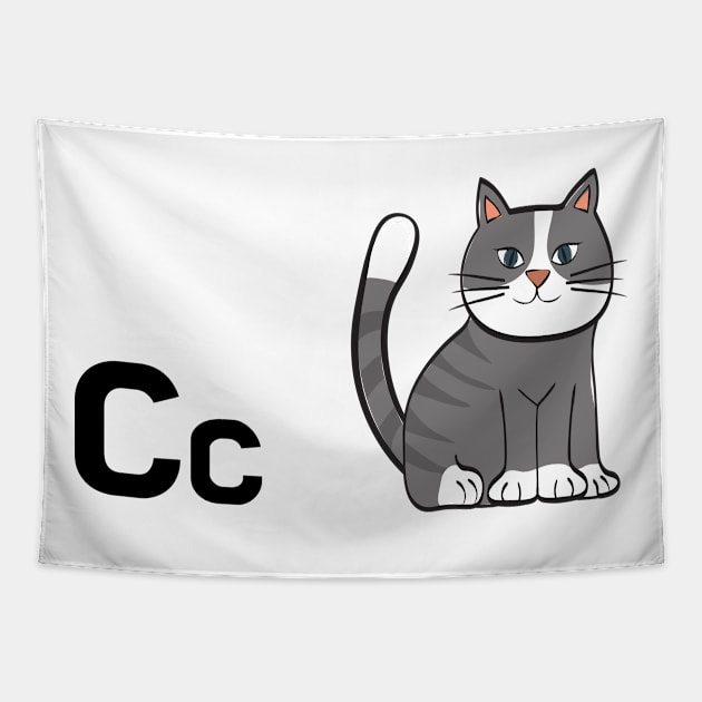 The Letter C for Cat Alphabet uppercase and lowercase C letter Design Tapestry by Syressence