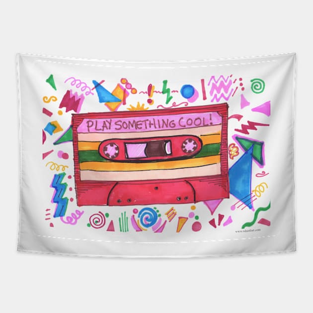 Retro Marker Art Mixtape Slogan Design Tapestry by Tshirtfort