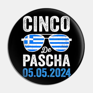 Cinco De Pascha Greece Flag  Greek Easter Cinco de Mayo Pin