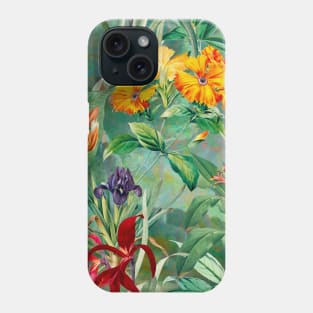 Colorful tropical floral leaves botanical illustration, tropical plants,leaves and flowers, green  leaves pattern Phone Case