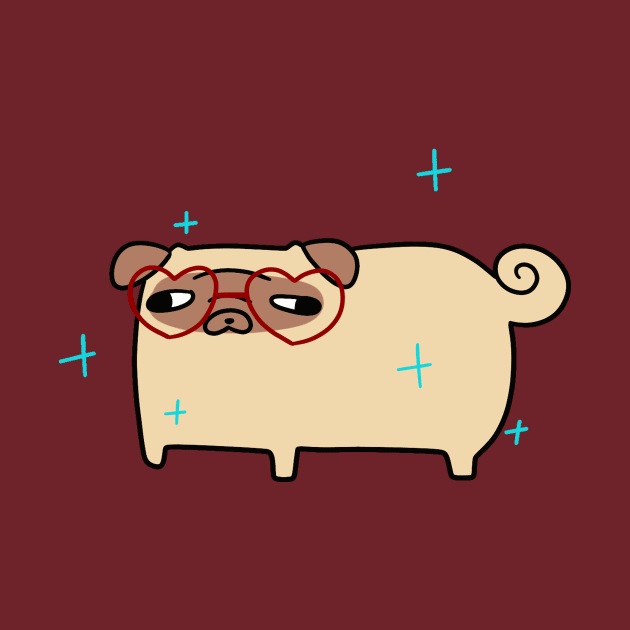 Heart Glasses Pug by saradaboru