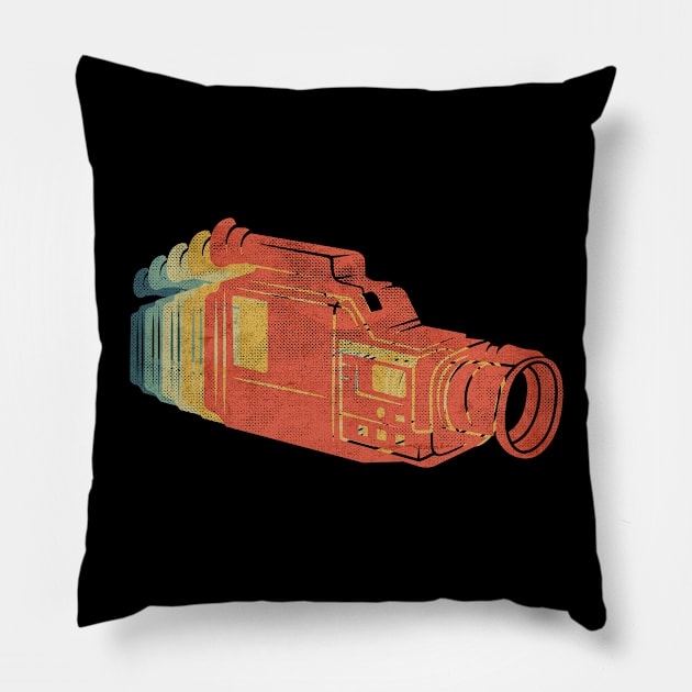 Video Camera Retro Retro Vintage Color Pillow by bridgewalker