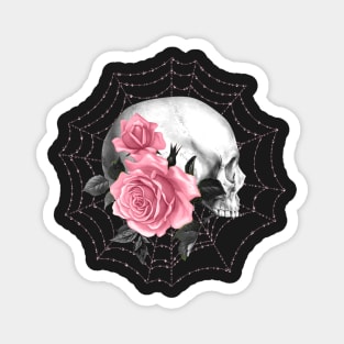 Pink Skull Rose Spider Web Gothic Design Magnet