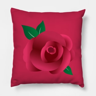 Red Rose with Green Leaves Pillow