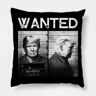 Wanted Vintage Black And White Funny Trump Mug Shot Pillow