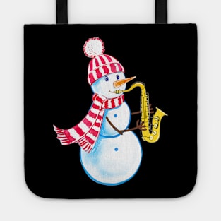 Saxophone Snowman Funny Musical Instrument Tote