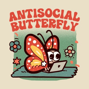 Anti-Social Butterfly - Introvert Design T-Shirt