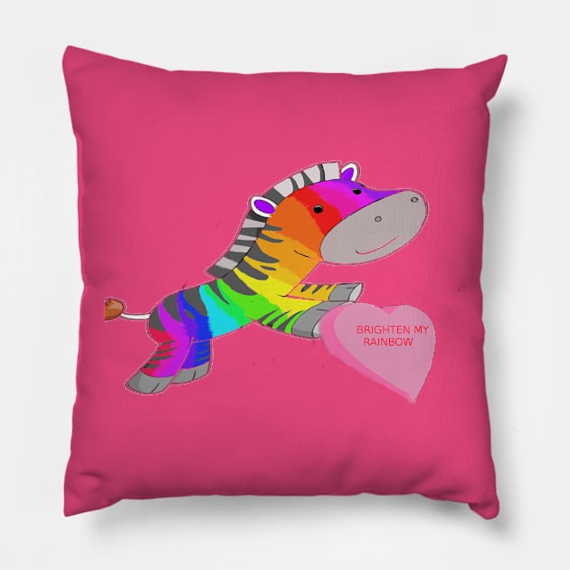 BRIGHTEN MY RAINBOW Pillow by RAINBOWZEBRA