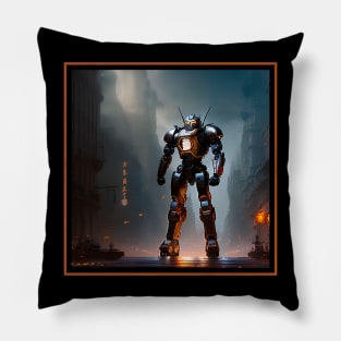 Steampunk Robot Warrior Pillow