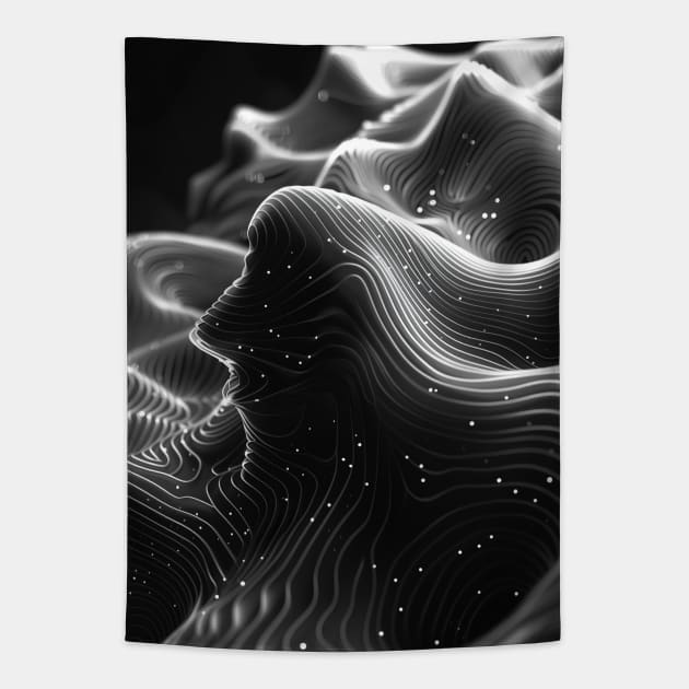 Black and White waves on an isolated background Tapestry by Maverick Media