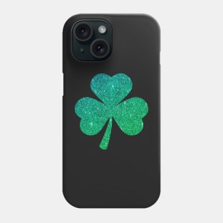 St Patricks Day, Ombre Green Faux Glitter 3 Leaf Clover Phone Case