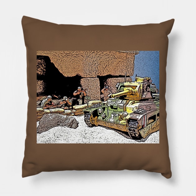 WW2 British Matilda Tank Pillow by Busybob