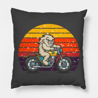 Yeti and vintage motorcycles. Pillow