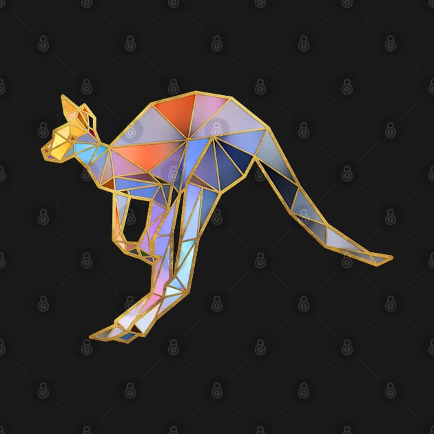 Kangaroo Geometric Gold Lines by HappyGiftArt