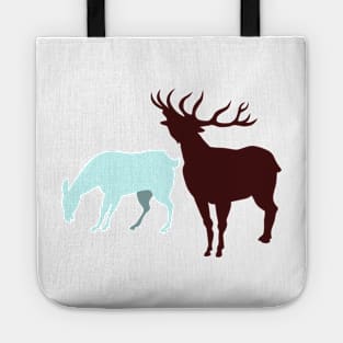 Red Deer Roaring Silhouette Retro Tote