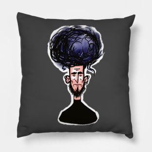 tired man. shaggy young dude. simple stylish hand drawn sketch Pillow