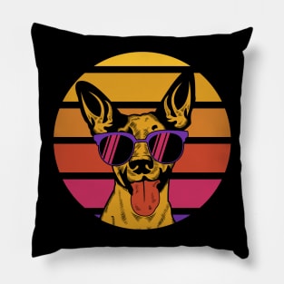 dog sunset retro Pillow