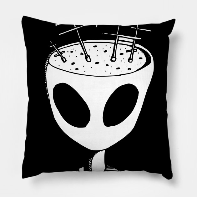 Alien with antenna Pillow by TKDoodle