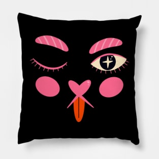 Cute black cat face illustration Pillow