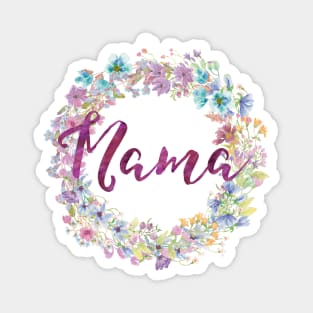 Mama | Watercolor Flower Wreath Magnet