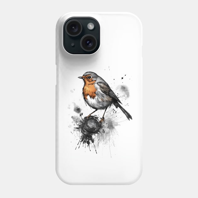 Robin bird painting Phone Case by Ravenglow