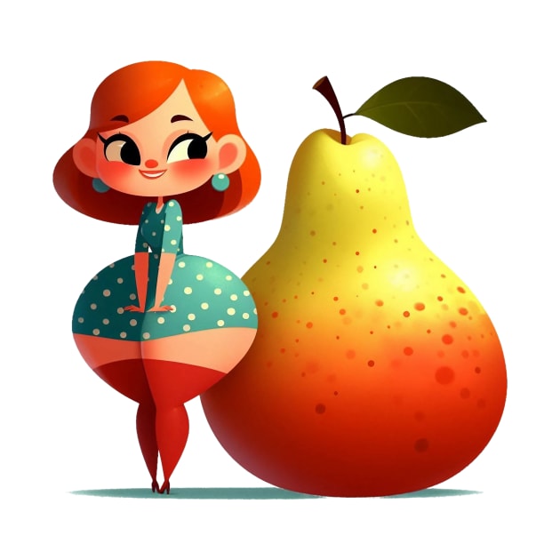 Cute Girl and Pear by Dmytro