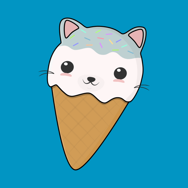 Cute Cat Ice Cream Cone T-Shirt by happinessinatee