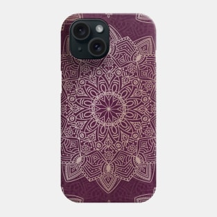 Beautiful hand drawn soft gold mandala on burgundy Phone Case