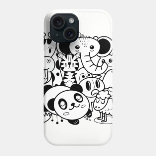 cute cartoon sketch animals Phone Case