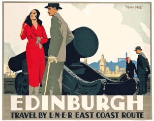 Edinburgh, Scotland - Vintage Travel Poster Design Magnet