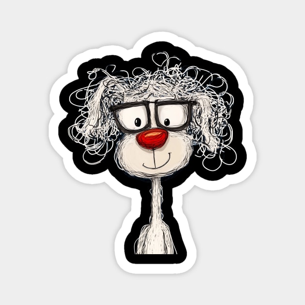 Quirky dog with red nose Magnet by Jo Palmer