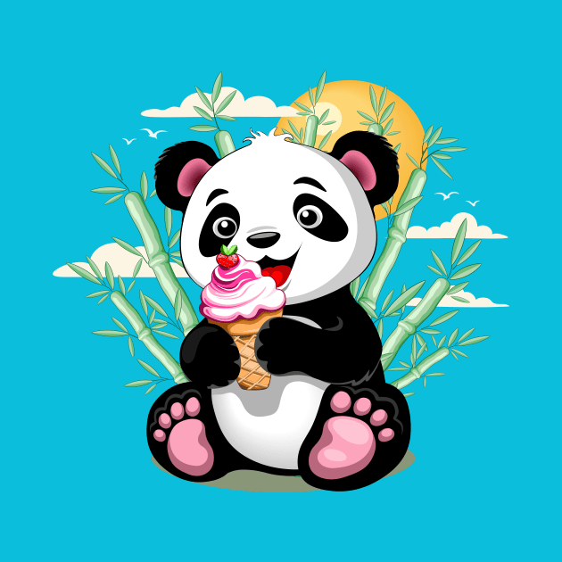 Panda Baby with Ice Cream Summer Character by BluedarkArt