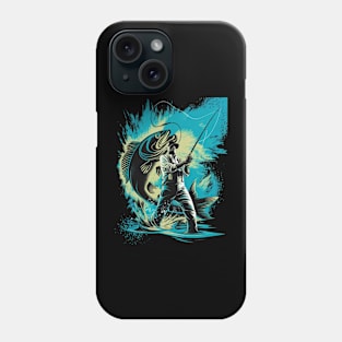 Double Exposure of Fish and Fisherman Phone Case