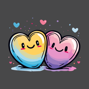 Two Hearts - Love Valentine's Day Lover Couple Cute Funny T-Shirt