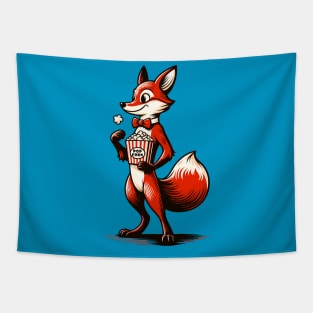 Fox carrying a packet of popcorn Tapestry