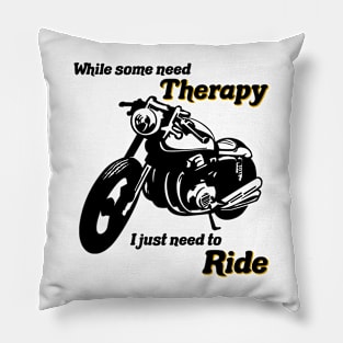 Motorcycle Ride Therapy White Pillow