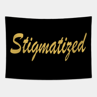 Stigmatized! Typography Retro Yellow Tapestry