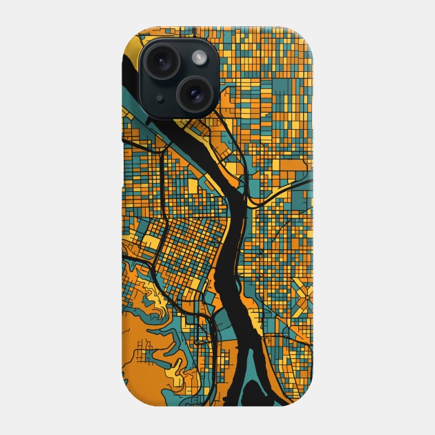 Portland Map Pattern in Orange & Teal Phone Case by PatternMaps