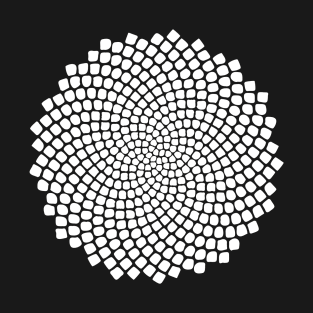 White Sunflower Fibonacci Seed Spiral T-Shirt