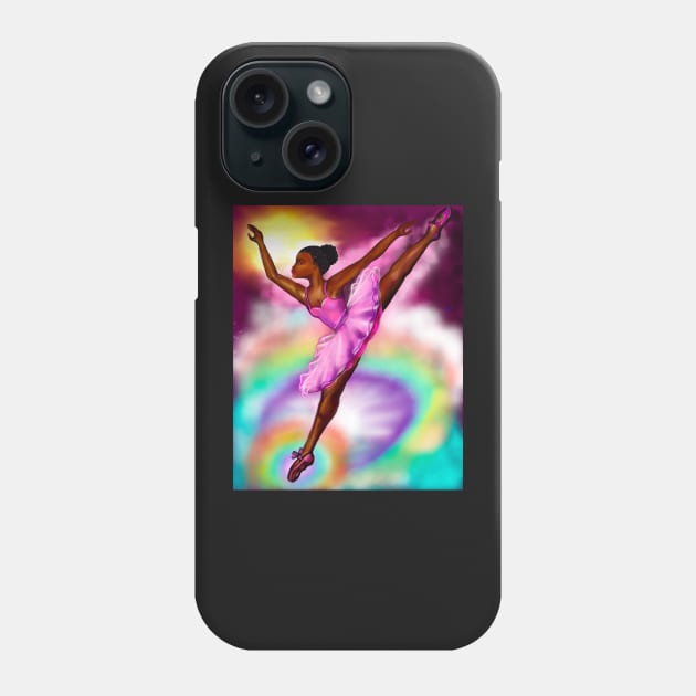 Black ballerina with corn rows and sky background   ! beautiful  black girl with Afro hair and dark brown skin wearing a pink tutu.Hair love ! Phone Case by Artonmytee