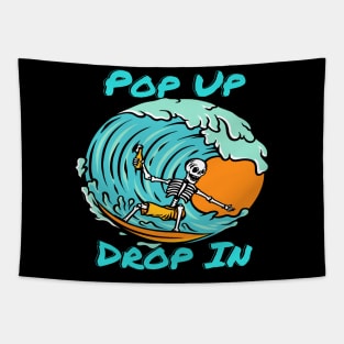 Skeleton Dropping In Surfing Tapestry