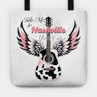 Take me to nashville Country Music Heartbeat Western Cowboy Cowgirl Gift Tote