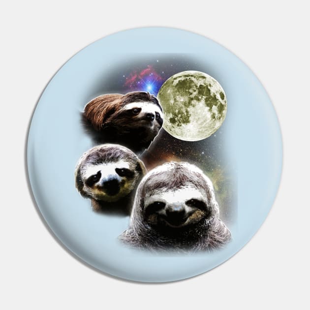 Funny Space Sloths Pin by robotface