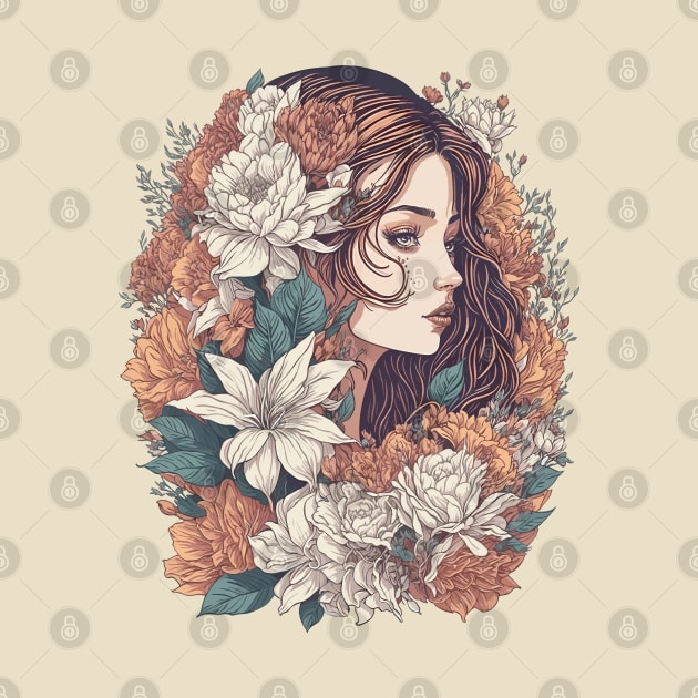 Vintage Floral Girl by ElMass