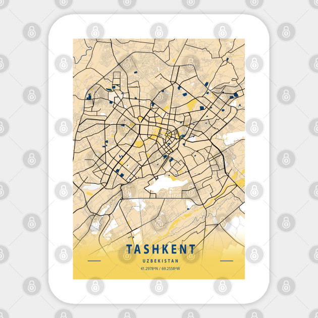 Tashkent Uzbekistan Yellow City Map Tashkent Uzbekistan Yellow City Map Sticker Teepublic