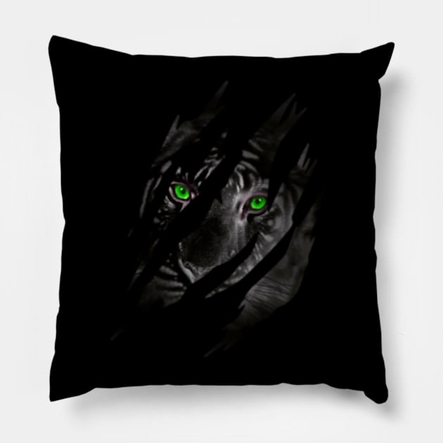 Cat Eye of the Fearless Tiger Silhouette Pillow by DarkStile