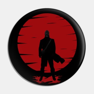 Post apocalyptic masked vigilante red sun Pin